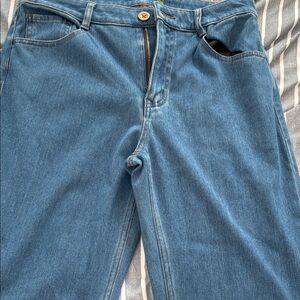 HALARA Medium Blue Denim Jeans with Contrast Stitching